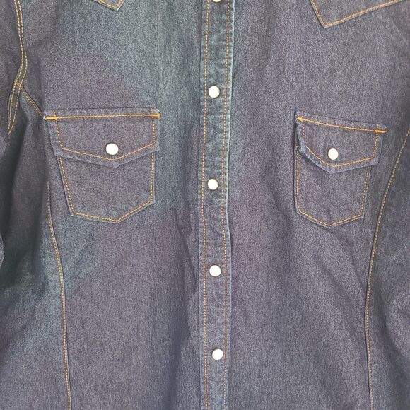 NEW Levi Strauss Signature Denim Western Pearl Snap Shirt Button Up Womens Sz XL - Picture 3 of 10
